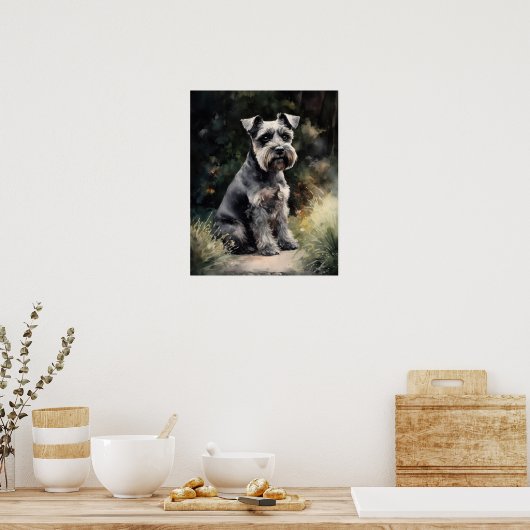Schattigee miniatuur Schnauzer Dog Art Print Poste (Keuken)