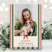 Schattigee Minimal Stripes & Bow Merry Christmas 1 Feestdagenkaart