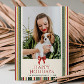 Schattigee Minimal Stripes & Bow Merry Christmas 1 Feestdagenkaart