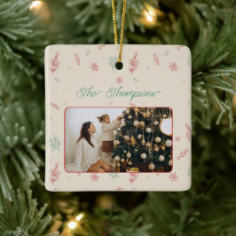 Schattigee minimale kerstelementen één foto keramisch ornament