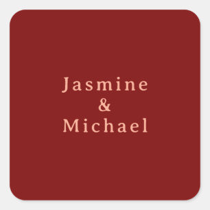 Schattigee minimalistische Deep Red & Peach eigen  Vierkante Sticker