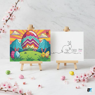 Schattigee minimalistische kuikens in paashaas briefkaart