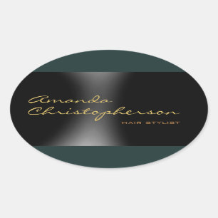 Schattigee minimalistische Plain Modern Calligrapy Ovale Sticker
