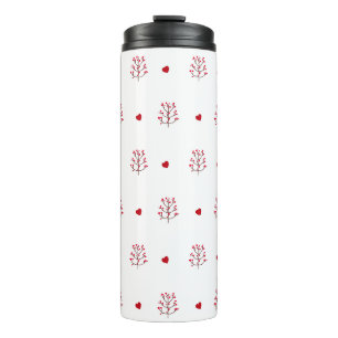 Schattigee minimalistische rood-witte liefdesboom thermosbeker