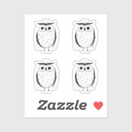 Schattigee minimalistische uil - handgetekende sti sticker