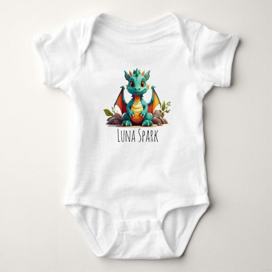 Schattigee Mint Green Dragon Vibes Fantasy geperso Romper (Voorkant)