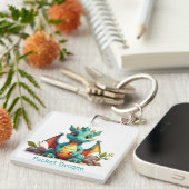 Schattigee Mint Green Pocket Dragon Fantasy Sleute Sleutelhanger (Voorkant Rechts)