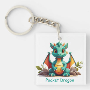 Schattigee Mint Green Pocket Dragon Fantasy Sleute Sleutelhanger