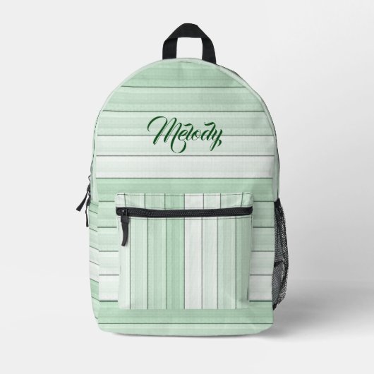Schattigee Mint Green Stripes & Girly Bedrukte Rugzak (Voorkant)