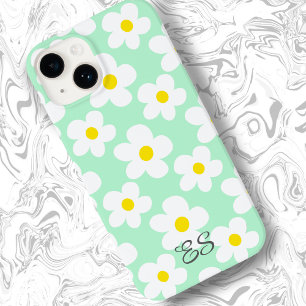 Schattigee mint groene retro madeliefjes op girly Case-Mate iPhone 14 hoesje