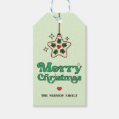 Schattigee Mistletoe Star Ornament Vrolijk Kerstfe Cadeaulabel (Voorkant)