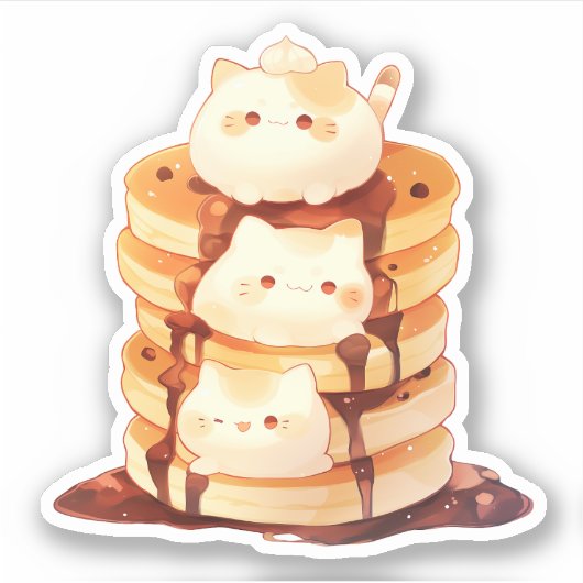 Schattigee Mochi Katten en Chocolade Pannenkoek St Sticker (Voorkant)
