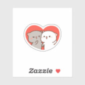 Schattigee Mochi Peach Cat, Happy Valentijnsdag Sticker (Vel)