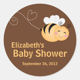 Schattigee Modern Honey Bee Baby shower Invitation Ronde Sticker