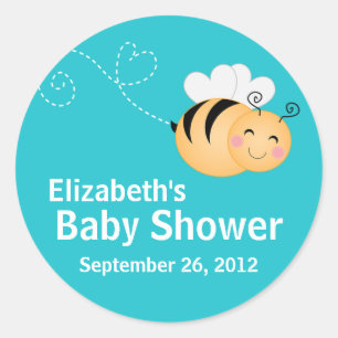 Schattigee Modern Honey Bee Baby shower Invitation Ronde Sticker