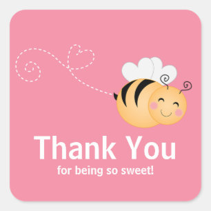 Schattigee Modern Honey Bee Baby shower Invitation Vierkante Sticker