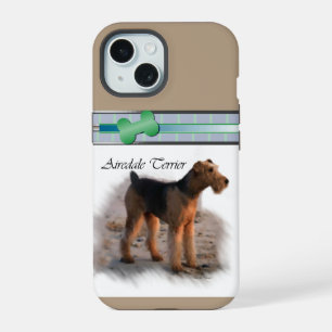 Schattigee moderne Airedale Terrier Hondenkunst iPhone 15 Hoesje
