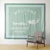 Schattigee Moderne Bachelorette Party blauwe cockt Wandkleed (In Situ (horizontaal))