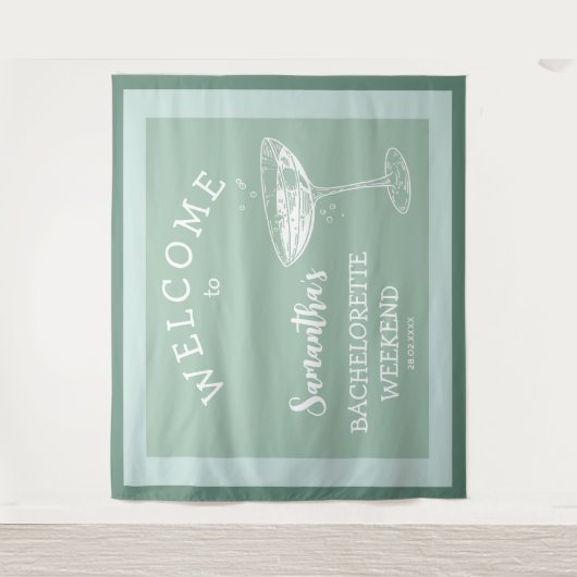 Schattigee Moderne Bachelorette Party blauwe cockt Wandkleed (Voorkant)