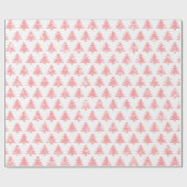 Schattigee moderne besneeuwde roze kerstbomen op w cadeaupapier (Vlak)