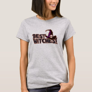 Schattigee moderne beste heksen Halloween Pun typo T-shirt