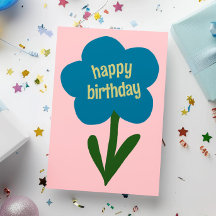 Schattigee moderne bloemen blauw en roze Happy Bir