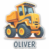 Schattigee moderne bouwwagen gepersonaliseerd sticker (Voorkant)