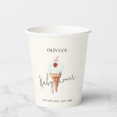 Schattigee moderne Cherry Scoop Ice Cream Baby sho Papieren Bekers (Voorkant)