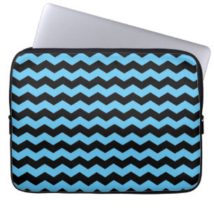 Schattigee moderne Chevron ZigZag zwart en blauw p Laptop Sleeve
