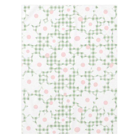 Schattigee moderne Daisy Pattern op Sage Gingham P Tafelkleed (Voorkant)