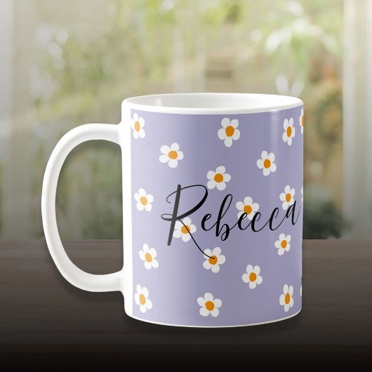 Schattigee moderne Daisy Pattern Paarse gepersonal Koffiemok