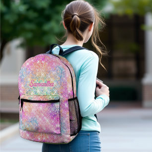 Schattigee moderne eenhoorn hot pink faux glitter bedrukte rugzak