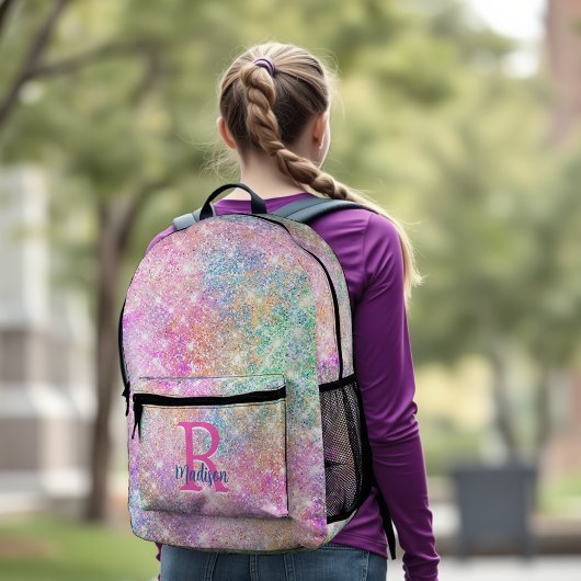 Schattigee moderne eenhoorn roze faux glitter mono bedrukte rugzak
