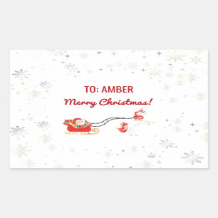 Schattigee Moderne Eenhoorn Santa Gepersonaliseerd Rechthoekige Sticker