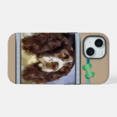 Schattigee moderne Engelse Springer Spaniel Dog Ar iPhone 15 Hoesje (Achterkant horizontaal)