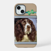 Schattigee moderne Engelse Springer Spaniel Dog Ar iPhone 15 Hoesje (Achterkant)