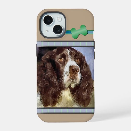 Schattigee moderne Engelse Springer Spaniel Dog Ar iPhone 15 Hoesje (Achterkant)