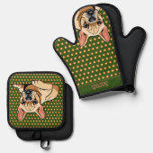 Schattigee moderne Franse buldog Ovenwant & Pannenlap Set (Voorkant / Achterkant)