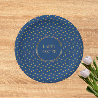 Schattigee moderne gouden polka dots Christelijk H Papieren Bordje