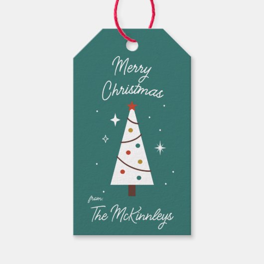Schattigee moderne kerstboom  cadeaulabel (Voorkant)