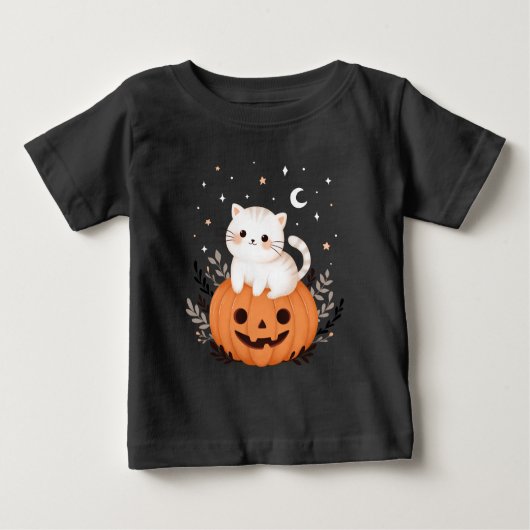 Schattigee moderne kitten op pompoen Halloween (Voorkant)