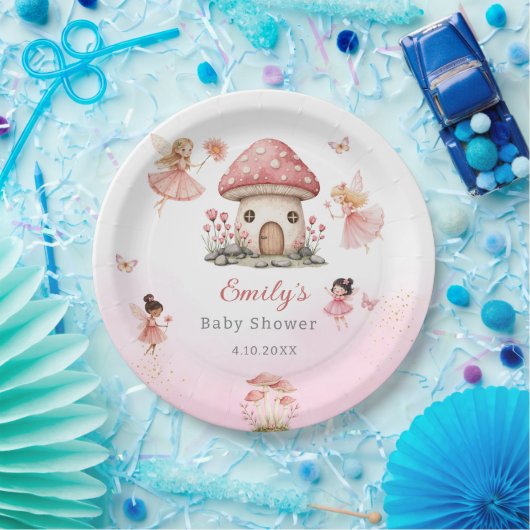Schattigee moderne magische fee roze bloementuin papieren bordje (Feest)