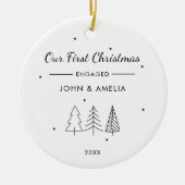 Schattigee moderne minimalistische eerste verloofd keramisch ornament (Voorkant)