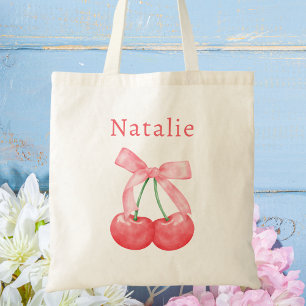 Schattigee moderne Pink Bow Cherry Kinderen Tote Bag