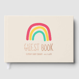 Schattigee moderne regenboog Roos Gold Foil Baby s Gastenboek
