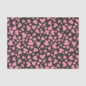 Schattigee moderne roze liefdesharten op zwarte ac tissuepapier (Voorkant)
