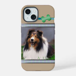 Schattigee moderne Shetland Sheepdog hondenkunst iPhone 15 Hoesje