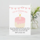 Schattigee, moderne verjaardagstaart uitnodiging (Staand voorkant)