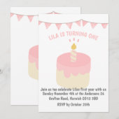 Schattigee, moderne verjaardagstaart uitnodiging (Voorkant / Achterkant)