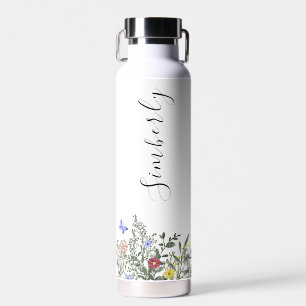 Schattigee moderne Waterverf bloemenwit en Paarse Waterfles